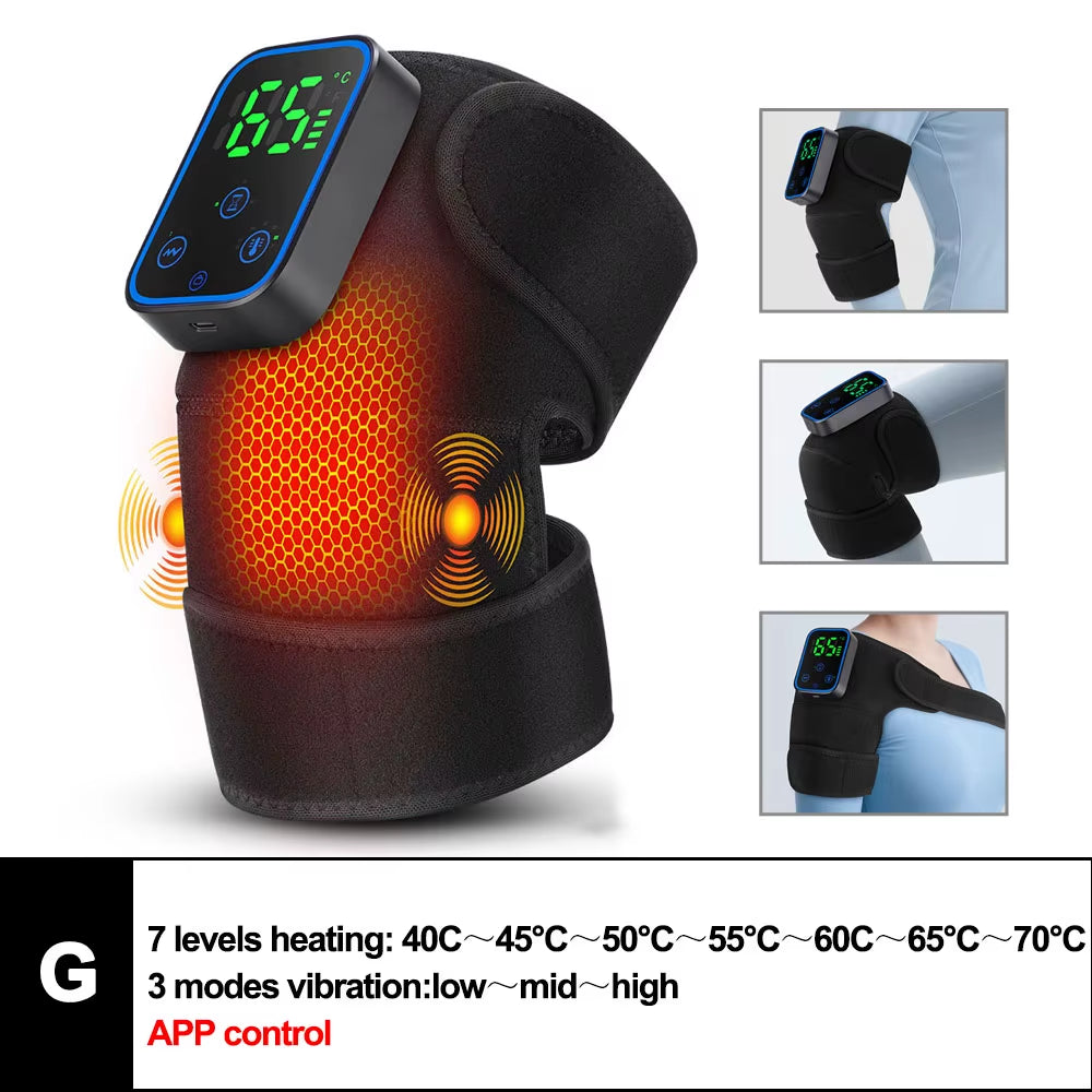 Electric Heated Vibration Knee Massage Pad 3 in 1 Massager for Shoulder Elbow Hot Compress Thermal Joint Brace Muscle Relaxation